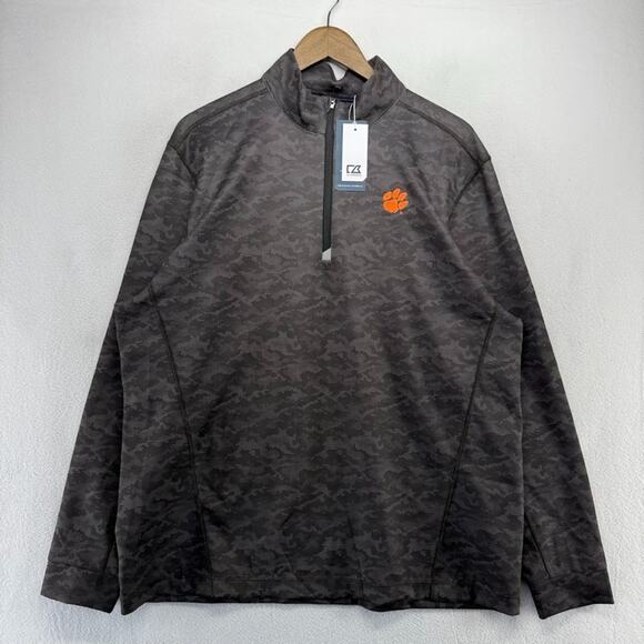Clemson University Quarter Zip Pullover Men's XL Black Camo Logo Embroidered NEW - Picture 2 of 10